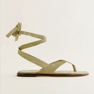 Reformation Justine wrap thong sandal geeen suedel